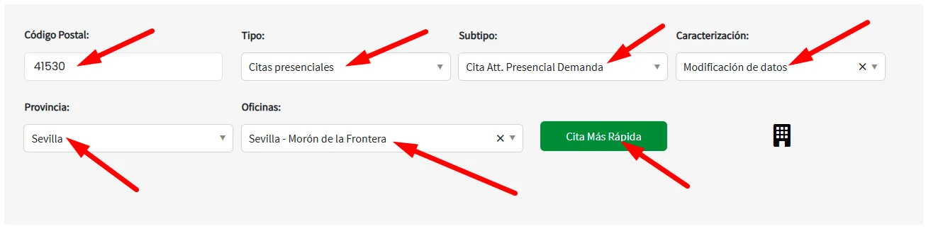 Rellenar datos de oficina SAE